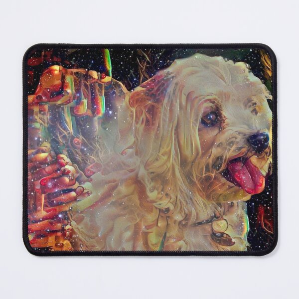 Item preview, Shaggy Retriever Dog on Sparkly Pink Purple Galactic Background designed and sold by Hanlar.