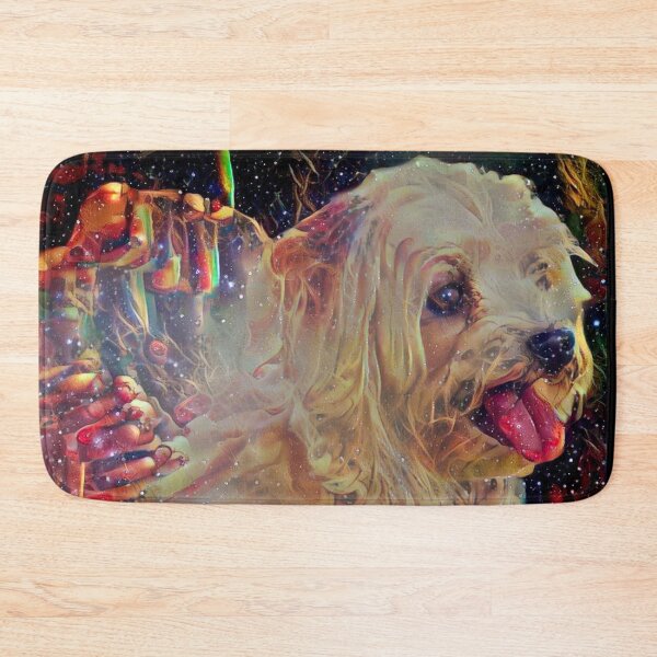 Item preview, Shaggy Retriever Dog on Sparkly Pink Purple Galactic Background  designed and sold by Hanlar.