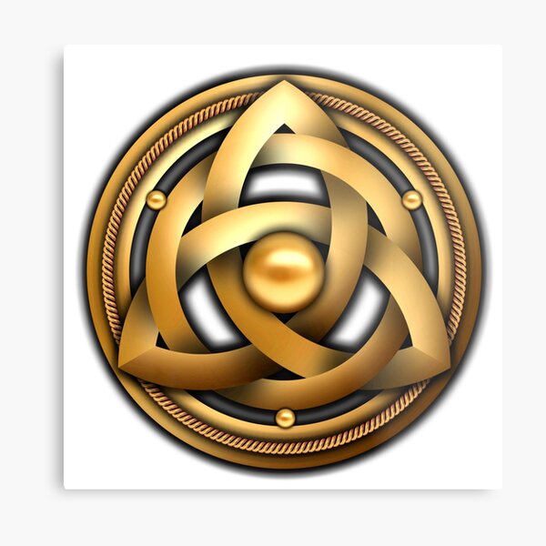 Gold Celtic Triquetra Shield Metal Print