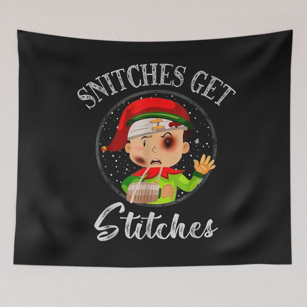 Item preview, Snitches Get Stitches Funny Christmas Elf T-Shirt designed and sold by Kellner-Platt.