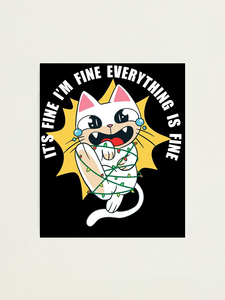 I'm Fine - Cat - Tangled in Christmas Lights - Pin, Magnet or