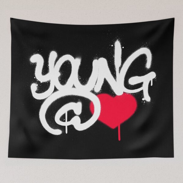 Item preview, graffiti sprayed young at heart text dripping designed and sold by Paulus-DB.