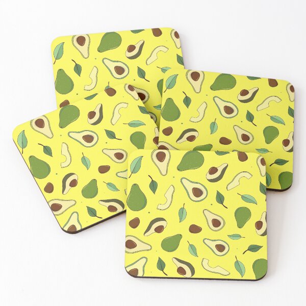 Item preview, Hand drawn avocados and leaves on yellow designed and sold by LarinaBeauty.