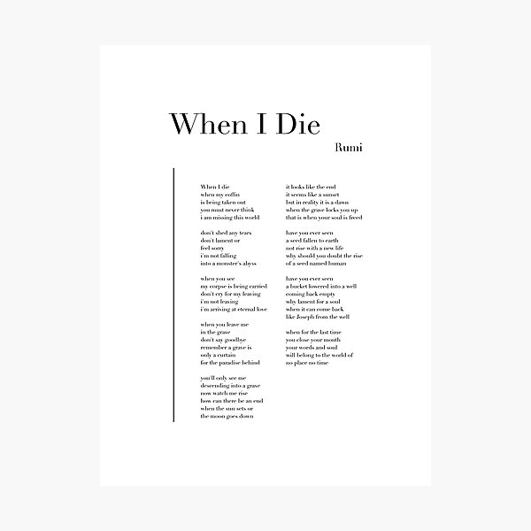 Item preview, When I Die by Rumi designed and sold by wisemagpie.