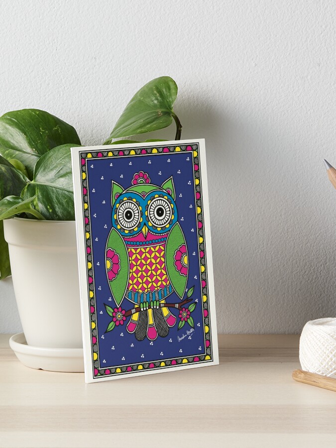 Owl, Madhubani Painting, Indian Folk Art Art Board Print for Sale by  FolkTrends-byAD