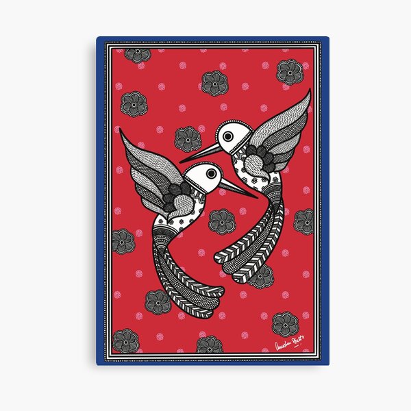 Madhubani Painting, Indian Folk Art, Love Birds