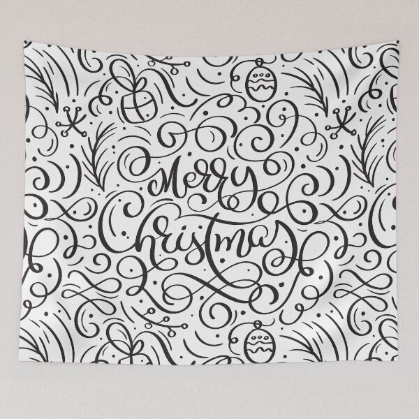 Item preview, Merry Christmas Calligraphy Lettering Pattern designed and sold by TeeBeesDesign.