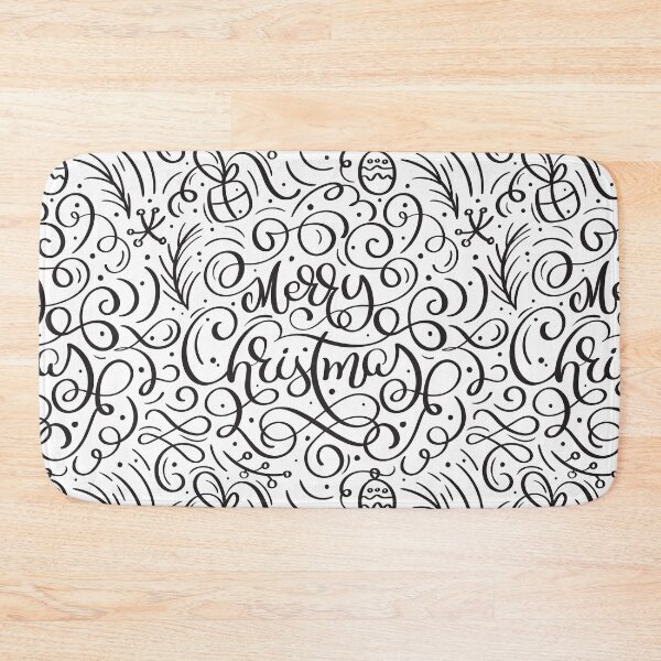 Item preview, Merry Christmas Calligraphy Lettering Pattern designed and sold by TeeBeesDesign.