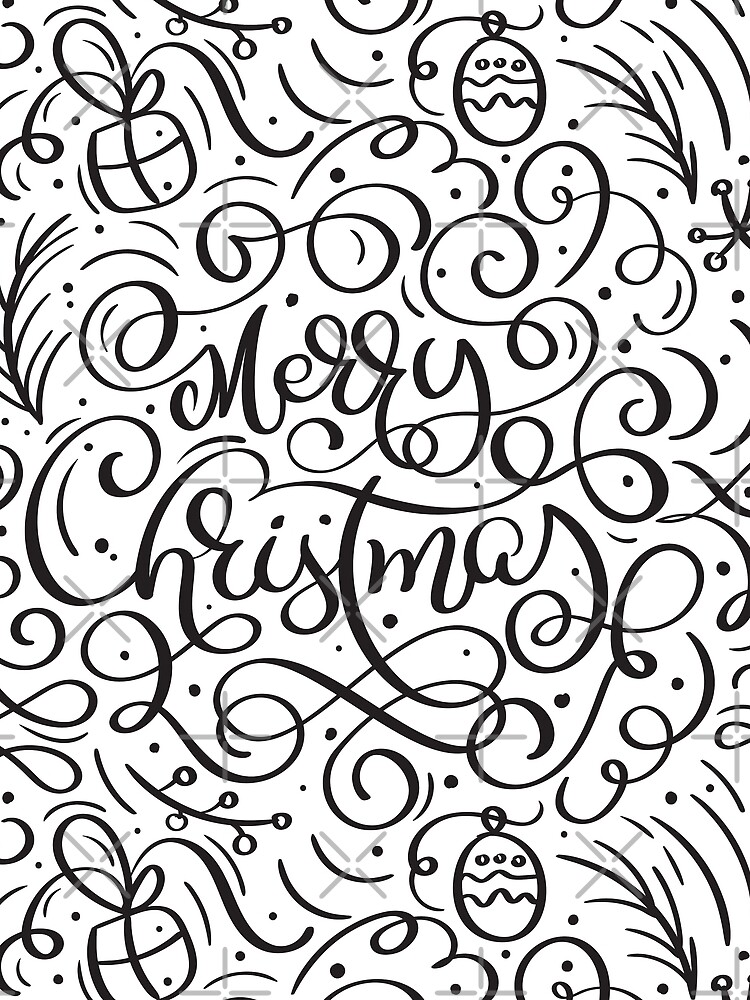 Thumbnail 3 of 3, Scarf, Merry Christmas Calligraphy Lettering Pattern designed and sold by TeeBeesDesign.