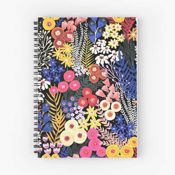 Item preview, Boho Flower Field Orange Pink Blue Black designed and sold by Sandra Hutter.