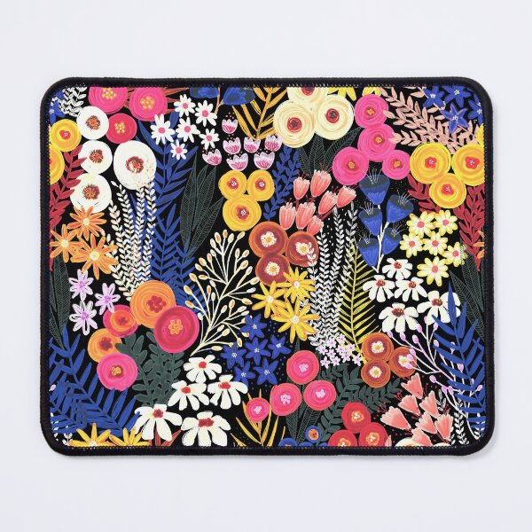 Artikelvorschau, Boho Flower Field Orange Pink Blue Black entworfen und verkauft von Sandra Hutter.