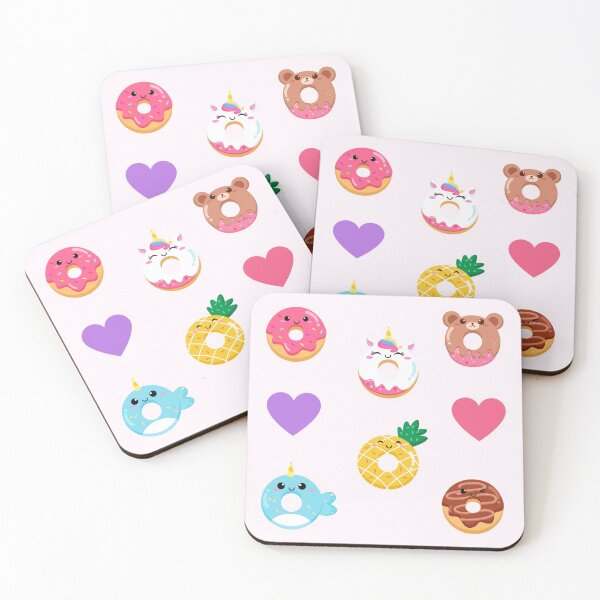 Item preview, Kawaii Donuts Faces Rainbow Sprinkles Unicorn Bear Narwhal Hearts  designed and sold by Simplyy  Unique.