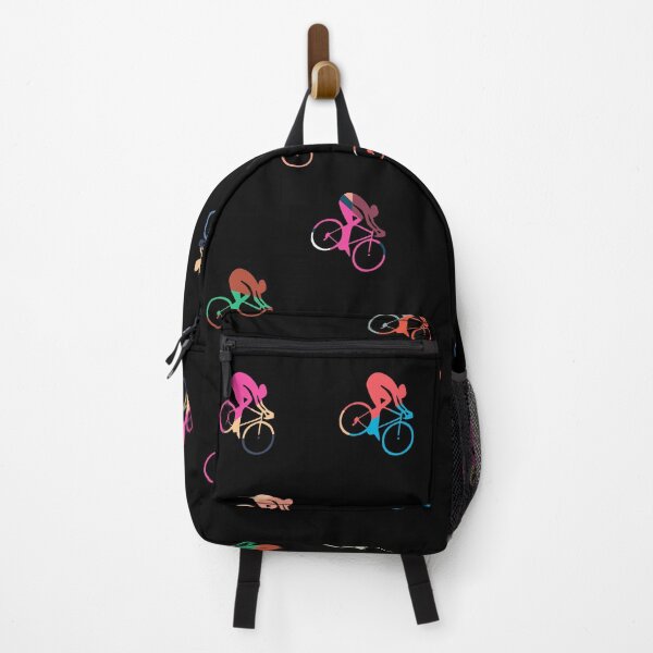 Item preview, Multicolor Cyclist Silhouettes On Black Background designed and sold by HarrioBend.