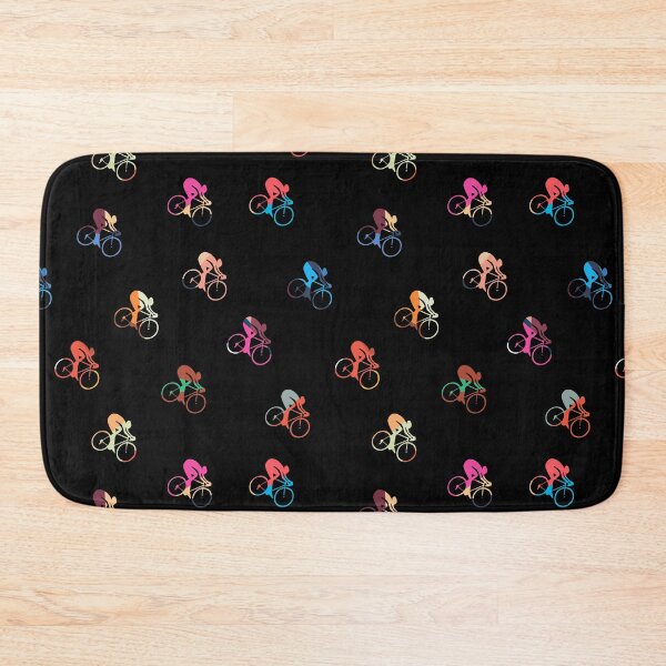 Item preview, Multicolor Cyclist Silhouettes On Black Background  designed and sold by HarrioBend.