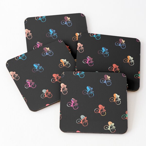 Item preview, Multicolor Cyclist Silhouettes On Black Background  designed and sold by HarrioBend.