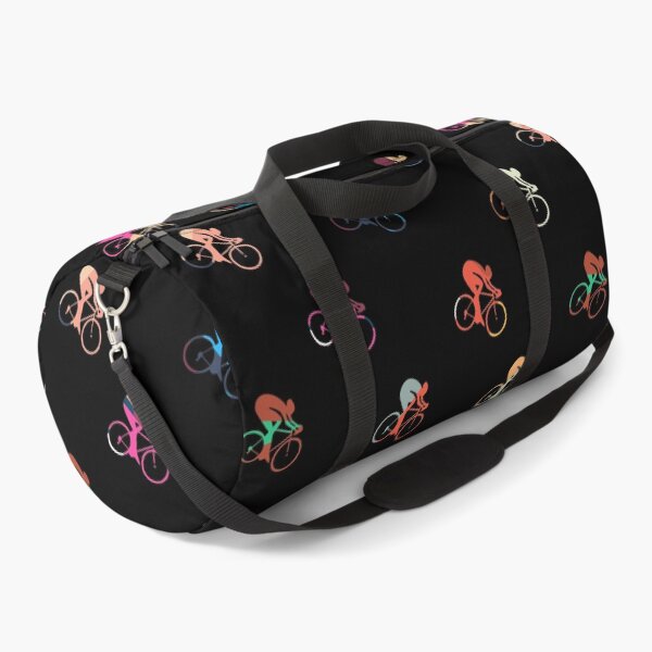 Item preview, Multicolor Cyclist Silhouettes On Black Background  designed and sold by HarrioBend.