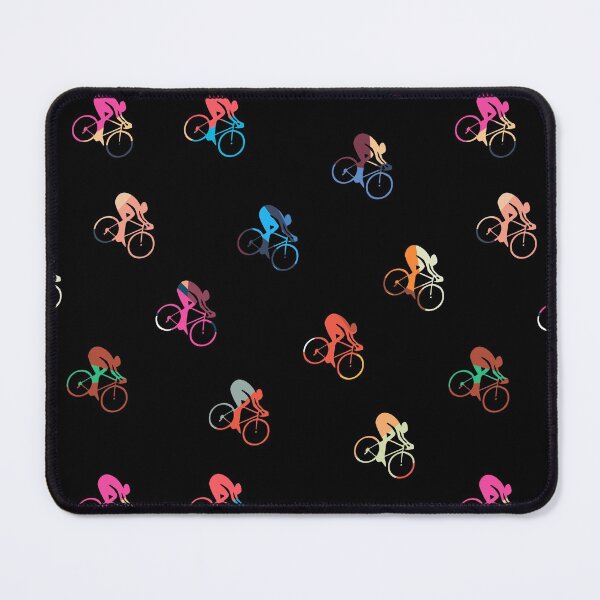 Item preview, Multicolor Cyclist Silhouettes On Black Background  designed and sold by HarrioBend.