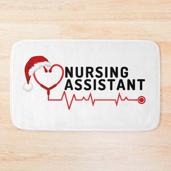 Item preview, Nursing Assistant with stethoscope santa hat (black text)- CNA Christmas - CNA Christmas Holiday designed and sold by CaitU.