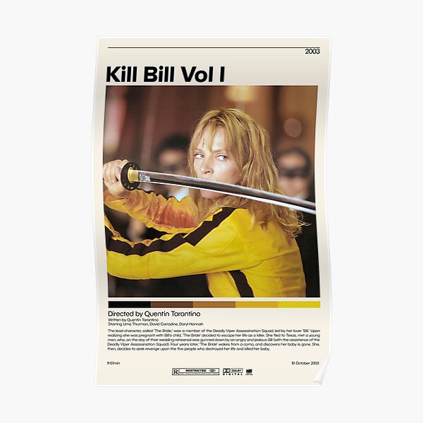 Kill Bill Vol 1 | Quentin Tarantino, affiche de film minimaliste, impression d'Art rétro Vintage, affiche personnalisée, impression d'Art mural, décoration d'intérieur Poster