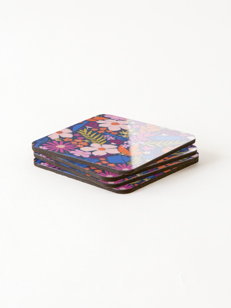 Thumbnail 4 of 5, Coasters (Set of 4), Kitchen Cooking Flower Pattern designed and sold by SandraHutter.
