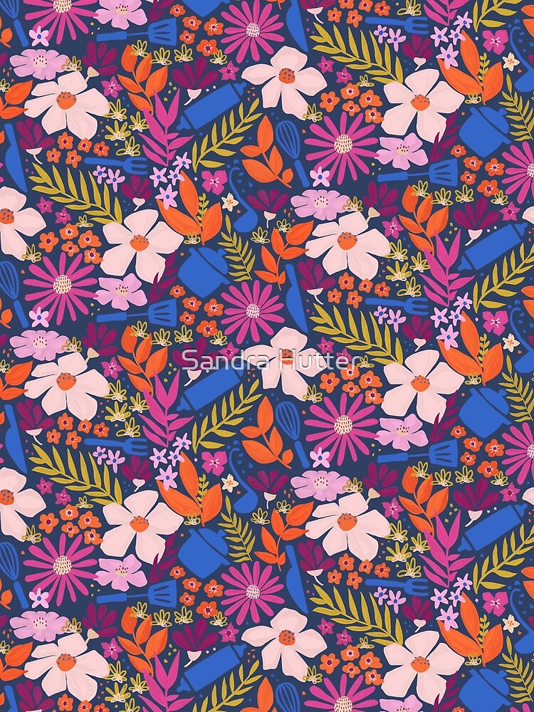 Thumbnail 3 of 3, Scarf, Kitchen Cooking Flower Pattern designed and sold by SandraHutter.