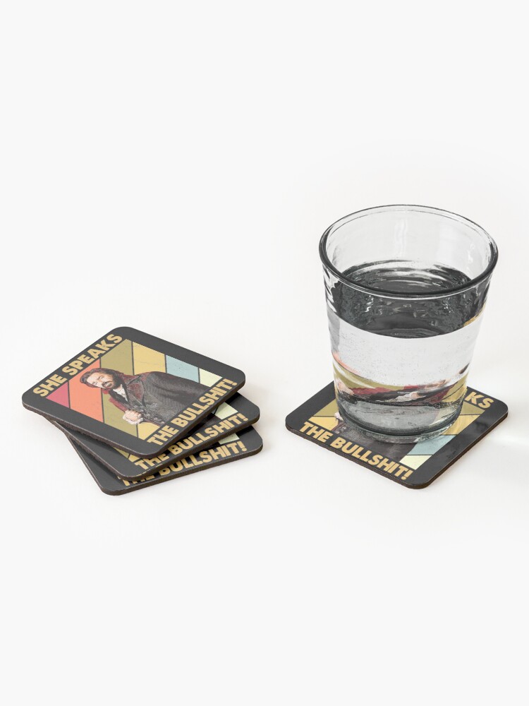 Aperçu 2 sur 5. Dessous de verre (lot de 4) avec l'œuvre Rétro Elle dit des conneries ! Cadeau Jackie Daytona créée et vendue par VilmosLaszlo.