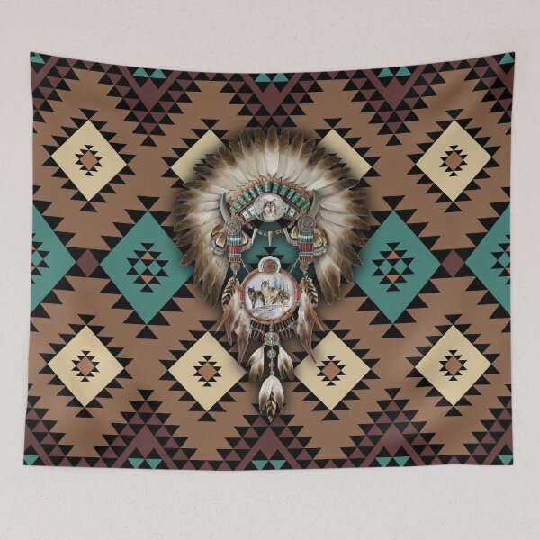 Item preview, Native American Wolf Mandala African Eagle Tribal designed and sold by MignonBeauty.