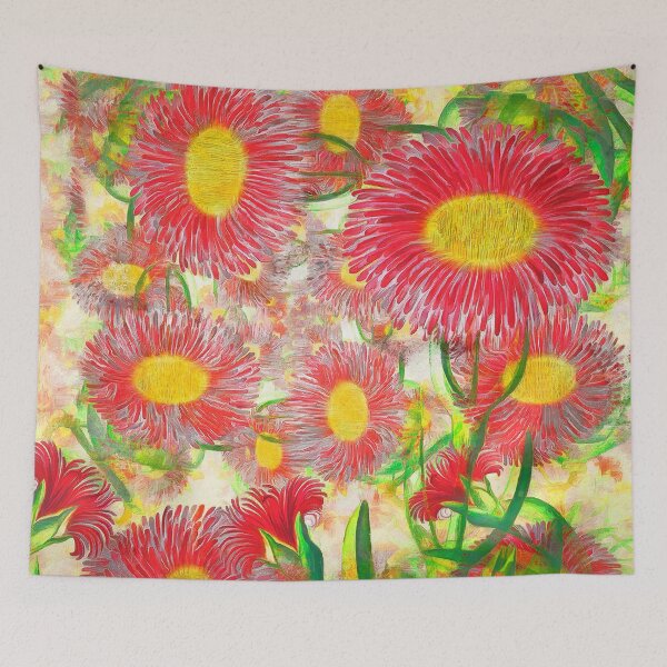 Item preview, Mesembryanthemums Red Flowers Refactored - Robert Jacob Gordon Remix designed and sold by SeaChangeDesign.