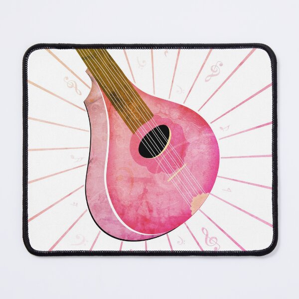 Pink Bouzouki art on white radial lines pattern background Mouse Pad