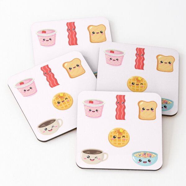Item preview, Kawaii Breakfast Food Cute Waffle Yogurt Bread Bacon Coffee Cereal  designed and sold by Simplyy  Unique.