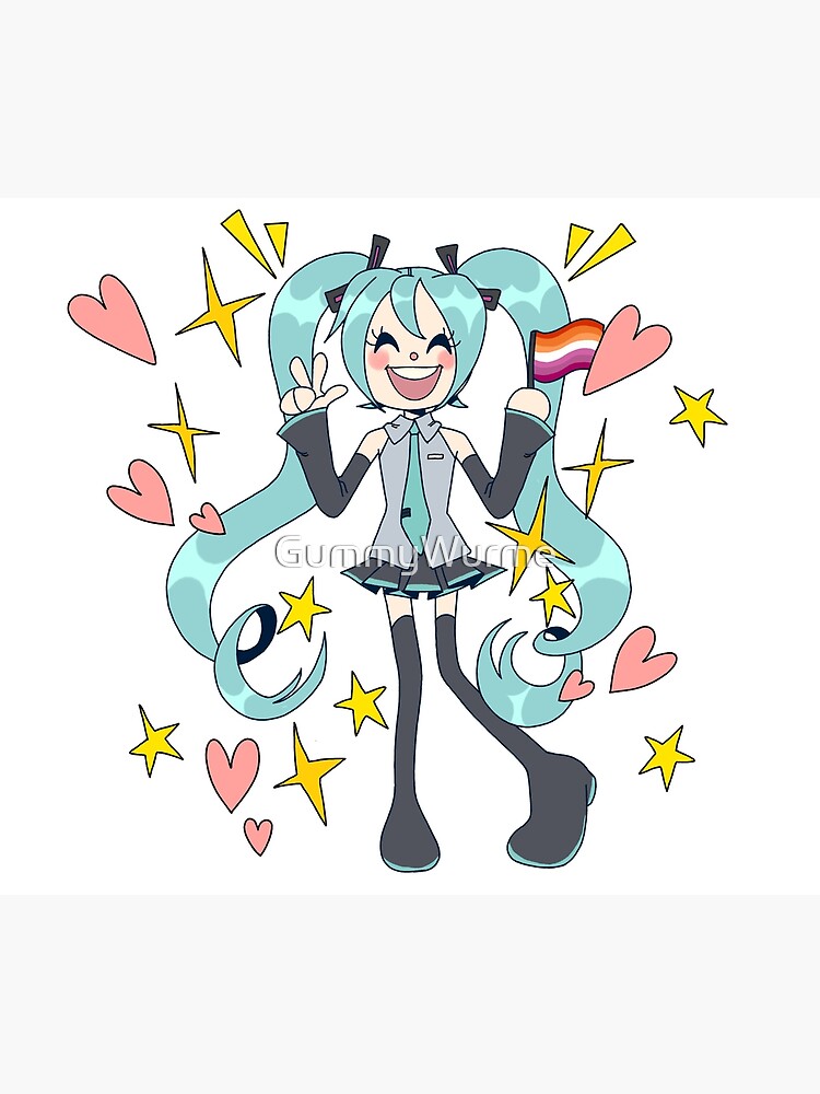 Miss Hatsune Miku For Pride Lesbian Flag Vers Art Print For Sale By Gummywurme Redbubble
