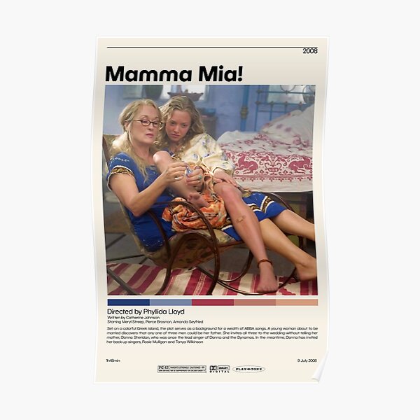 ¡Madre mía! | Phyllida Lloyd, cartel de película minimalista, impresión de arte Retro Vintage, cartel personalizado, impresión de arte de pared, decoración del hogar Póster