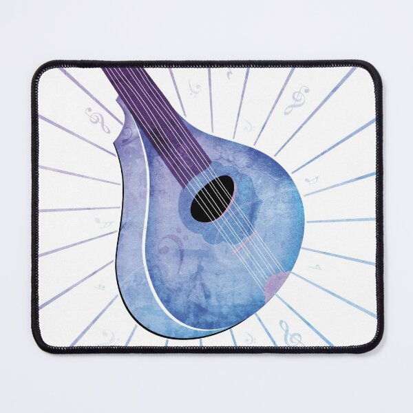 Blue Bouzouki art on white radial lines pattern background Mouse Pad