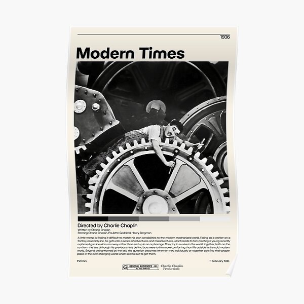 Les temps modernes | Charlie Chaplin, affiche de film minimaliste, impression d'Art rétro Vintage, affiche personnalisée, impression d'Art mural, décoration d'intérieur Poster