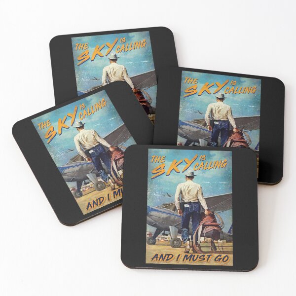 Item preview, The Sky Is Calling And I Must Go - Flying Cowboy - Men Pilot Poster Gift designed and sold by PaulaSpringArt.