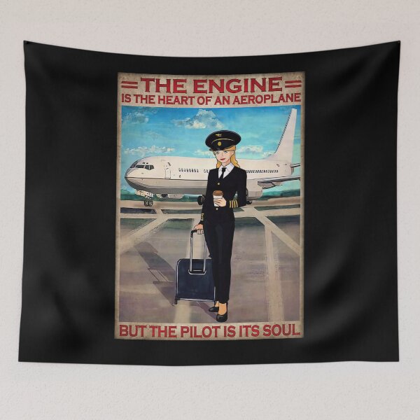 Item preview, The Engine Is The Heart Of An Aeroplane But The Pilot Is Its Soul - Women Pilot Poster Gift designed and sold by HerBertTeee.