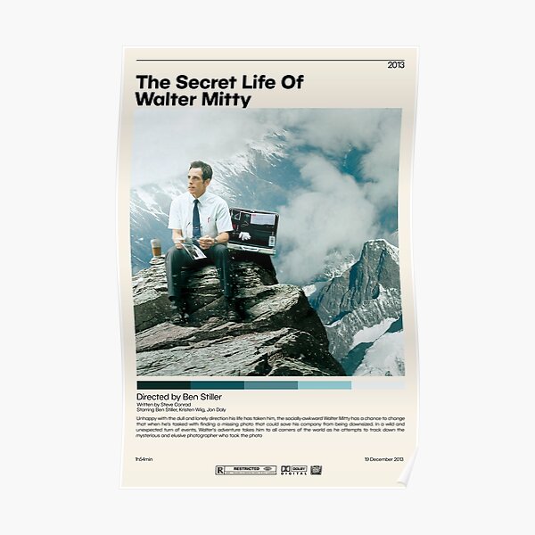 The Secret Life of Walter  |  Ben Stiller, Minimalist Movie Poster, Vintage Retro Art Print, Custom Poster, Wall Art Print, Home Decor Poster