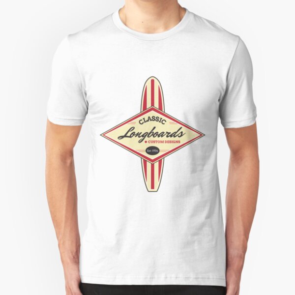 Classic Longboards Custom Surfboards Slim Fit T-Shirt