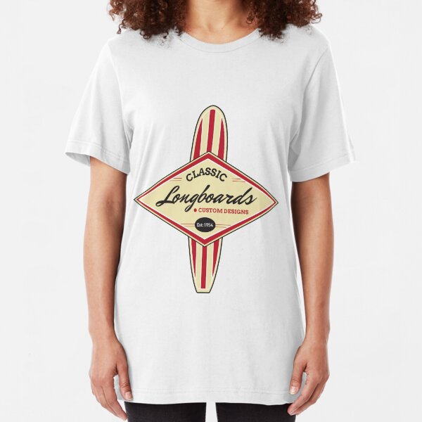 Classic Longboards Custom Surfboards Slim Fit T-Shirt