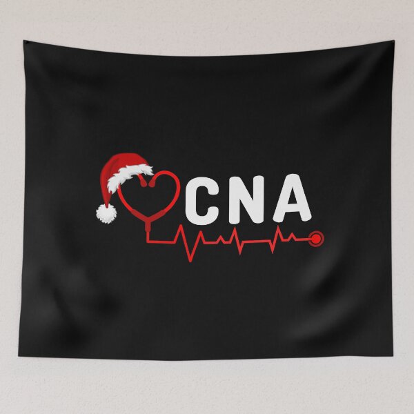 Item preview, CNA Nurse Assistant with stethoscope santa hat (white text)- CNA Christmas - CNA Christmas Holiday designed and sold by CaitU.