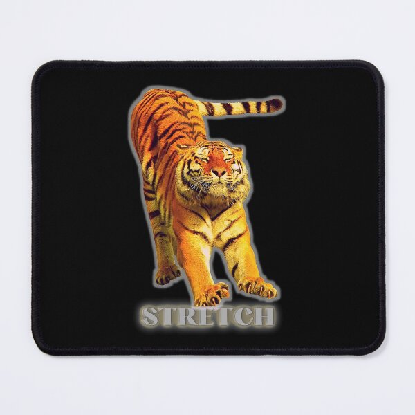 Item preview, Large tiger doing a stretch exercise - silver text 1 designed and sold by AnnaBBS.