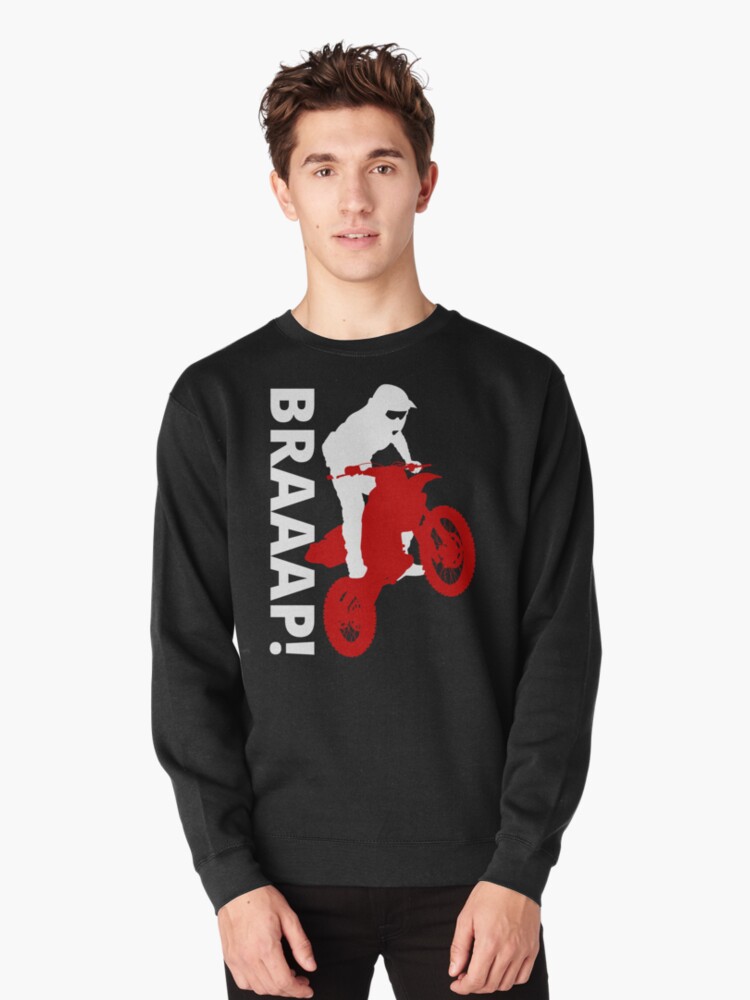 Thumbnail 1 of 5, Pullover Sweatshirt, BRAAAP! Dirt Biking ( Red and White) designed and sold by Wheeler-Styl3.