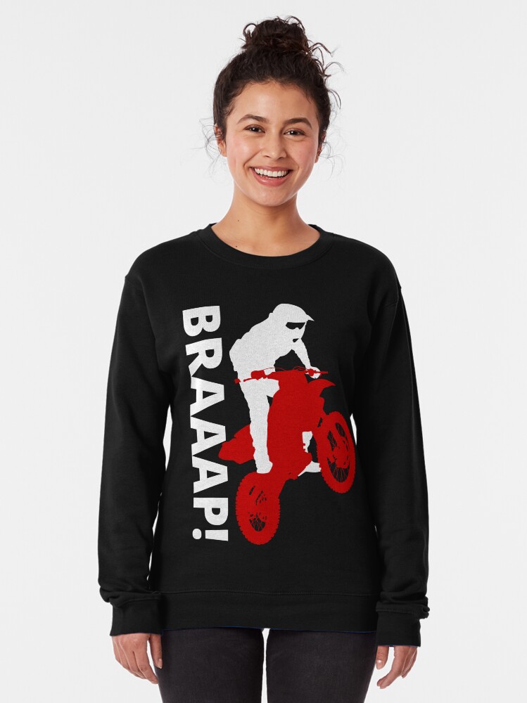 Thumbnail 2 of 5, Pullover Sweatshirt, BRAAAP! Dirt Biking ( Red and White) designed and sold by Wheeler-Styl3.