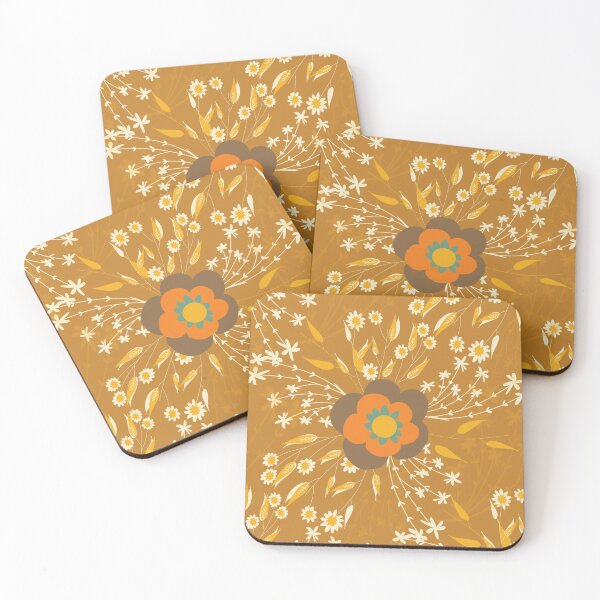 Item preview, Retro Flower Cottage Mustard designed and sold by susycosta.