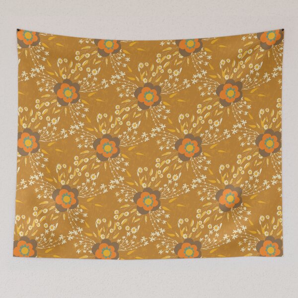 Item preview, Retro Flower Cottage Mustard designed and sold by susycosta.
