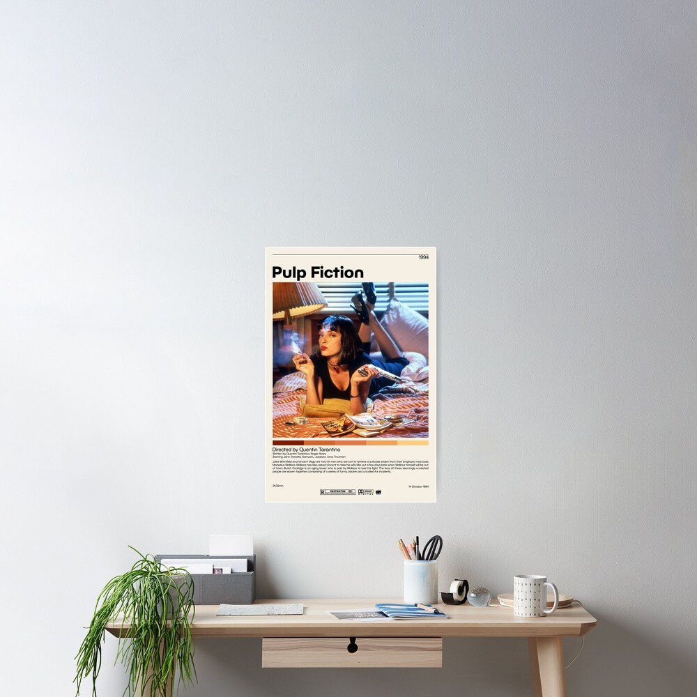Pulp Fiction Poster | Quentin Tarantino, Minimalist Movie Poster, Vintage Retro Art Print, Custom Poster, Wall Art Print Poster