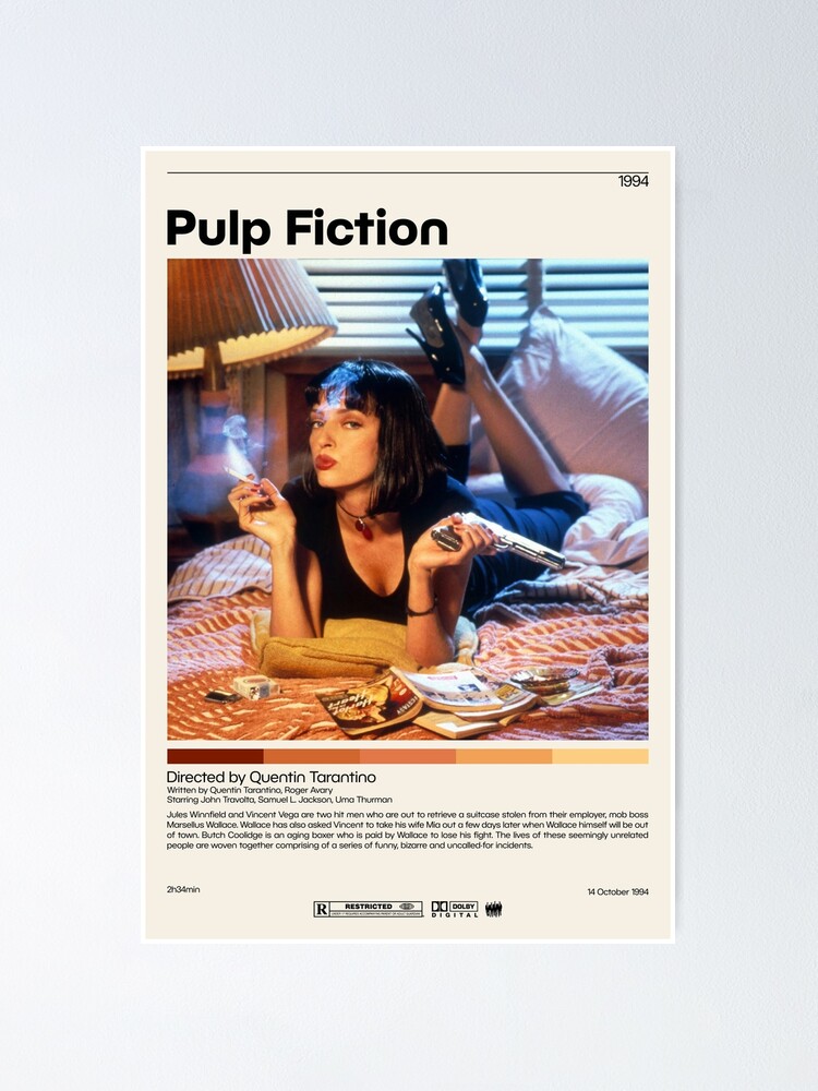Alternate view of Pulp Fiction Poster | Quentin Tarantino, Minimalist Movie Poster, Vintage Retro Art Print, Custom Poster, Wall Art Print Poster
