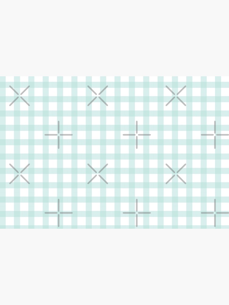 Thumbnail 6 of 6, Bath Mat, Background of pastel sky blue plaid pattern designed and sold by Victoria Riabov.