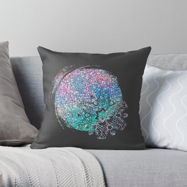 Glitter Sublimation Background. Glitter shapes. A round sparkling spot with  snowflakes. For your records. The template and the basis of the banner  postcard. A gift for Christmas, New Year.  Throw Pillow