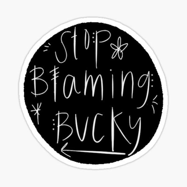 Vista previa del artículo con la obra «Deja de culpar a Bucky», diseñado y vendido por designs by miily.